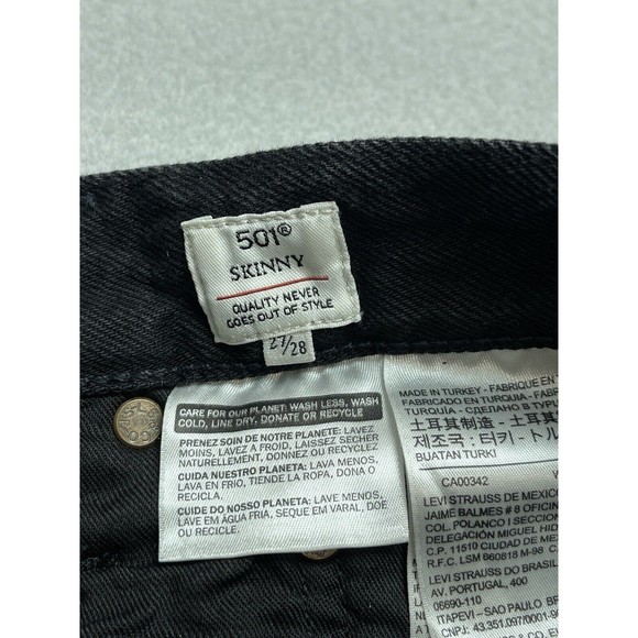 $188 Levi's 501 Jeans 27x28 Made & Crafted Selvedge High Rise Skinny Embroidered - Picture 11 of 15